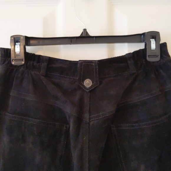 VTG Black Leather Suede Pants size 8 with elastic in waist - Picture 8 of 9
